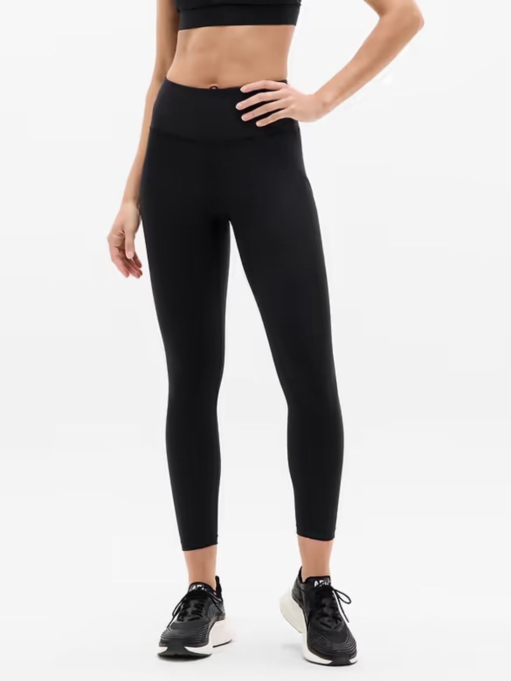 Athleta Ultimate Stash 7/8 Length Crop Black High-Rise Leggings Small Sleek